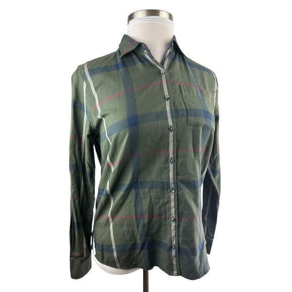 Barbour Oxer Check Shirt Olive Rosewater Tartan Button Up Women's US Size 6 - Picture 13 of 13